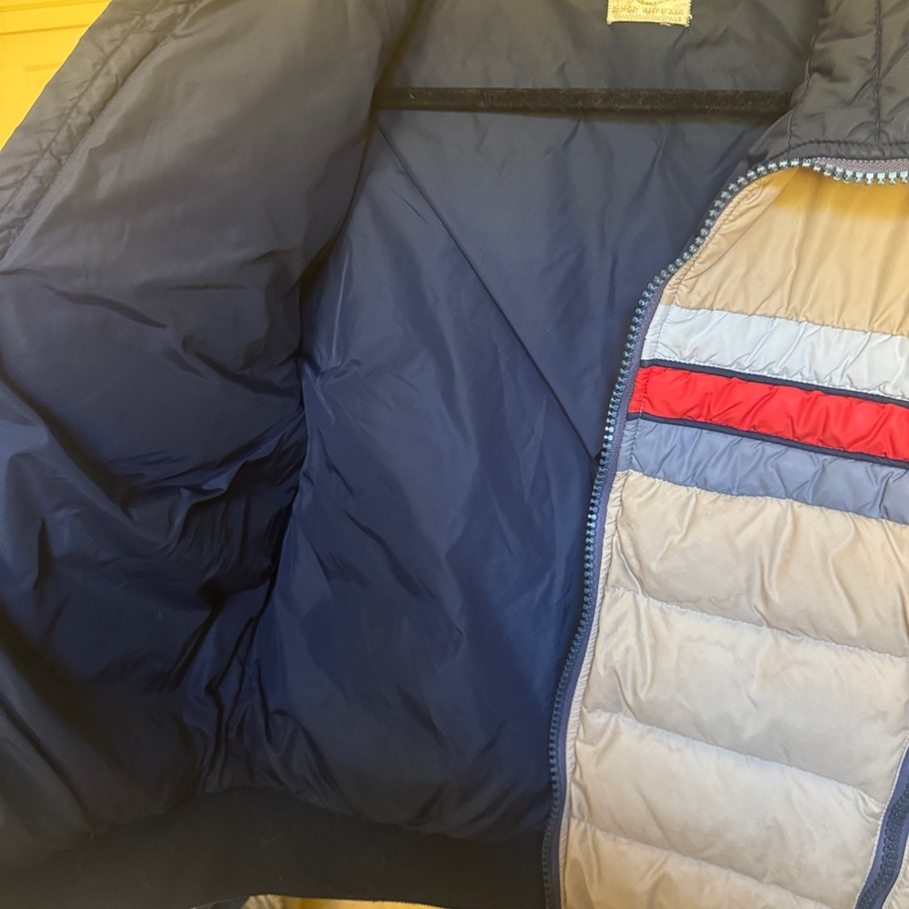 Vintage Rollie Skiwear Down Jacket Made in USA – Tan, Red & Blue Retro Puffer - Picture 5 of 7